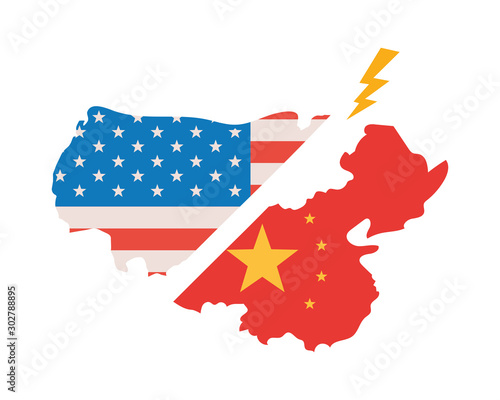 commercial war between china and usa vector design