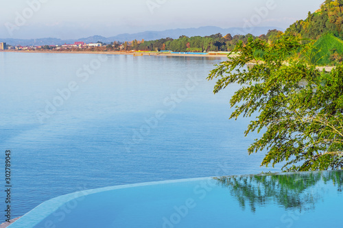 Infinity Edge Swimming Pool Water, Beautiful Black Sea View.