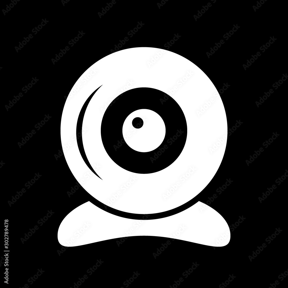 Webcam icon on black. Webcam icon on black.