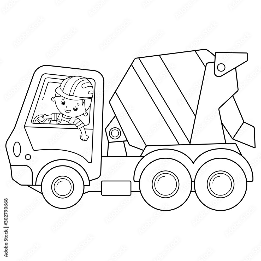 cartoon construction coloring pages