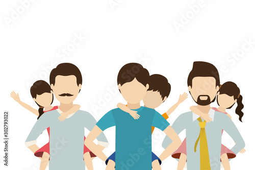 Fathers with sons vector design
