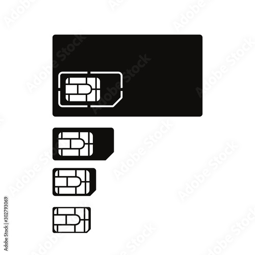 Sim cards icon set. Vector illustration.