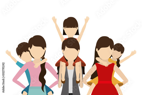 Mothers with sons vector design