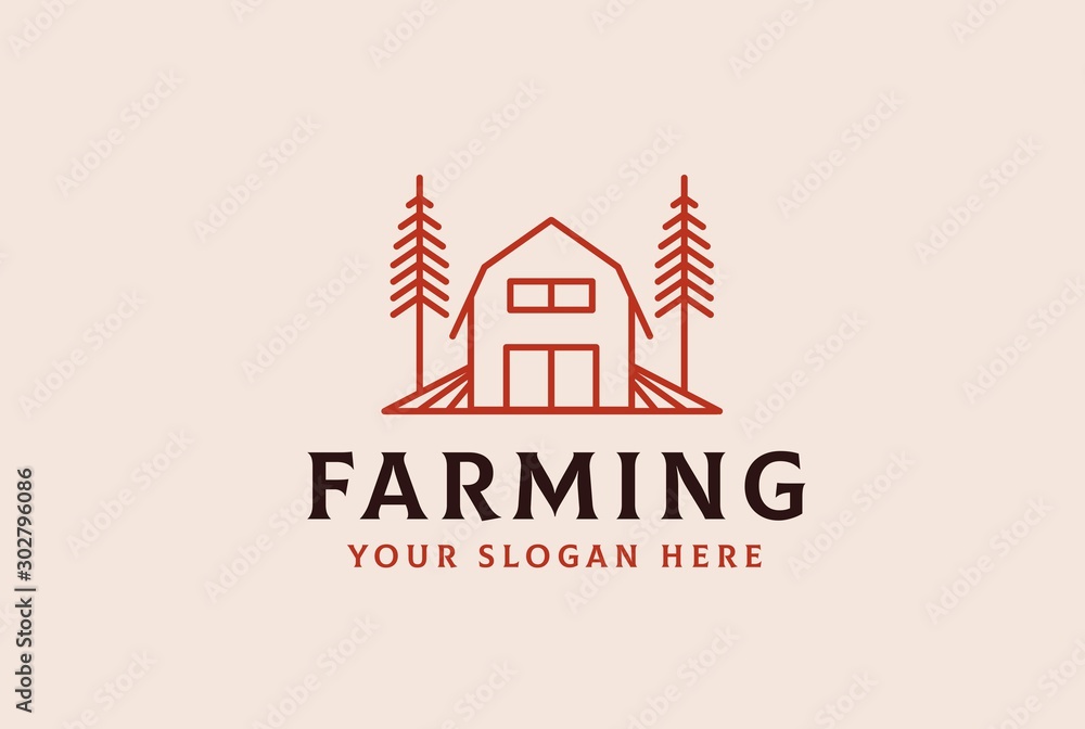 Agriculture farm barn illustration logo design vector graphic