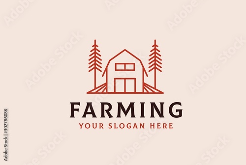 Agriculture farm barn illustration logo design vector graphic