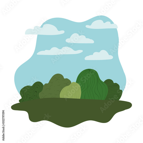 Isolated nature shrubs vector design
