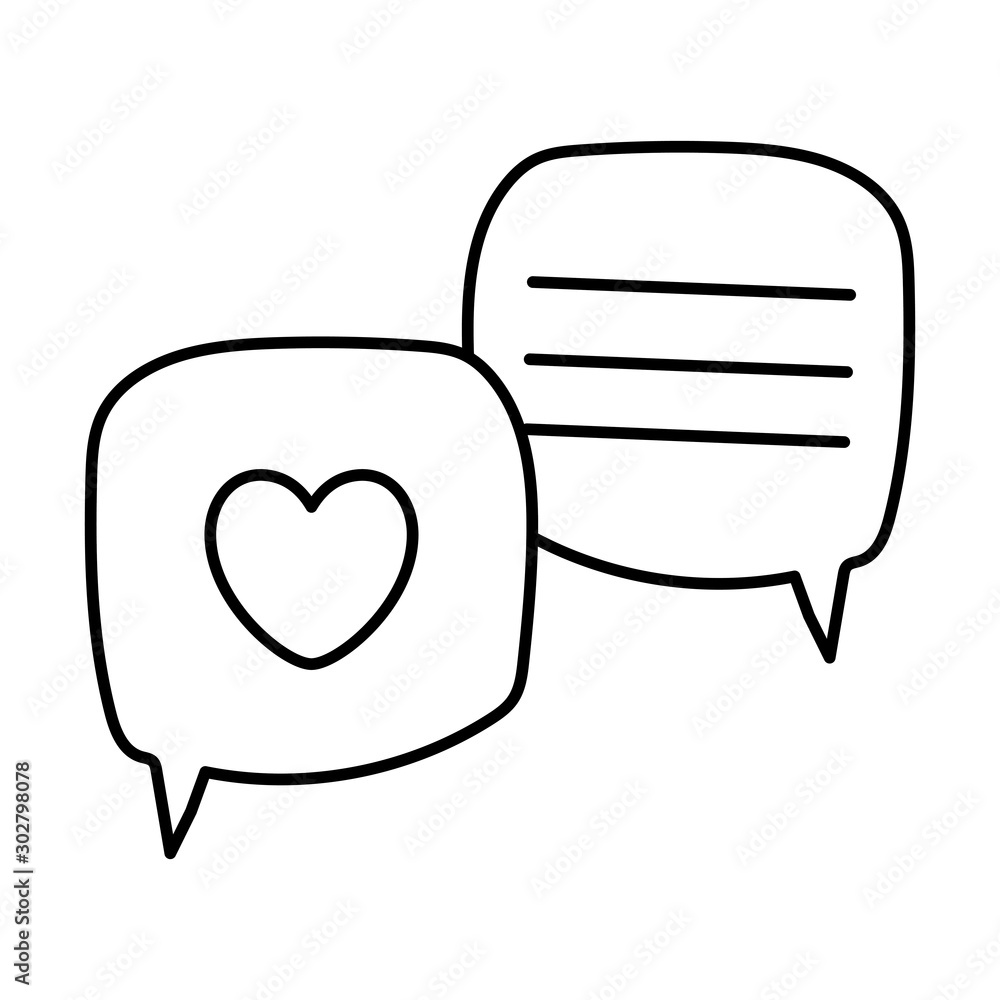 Isolated heart communication bubble vector design Isolated heart communication bubble vector design