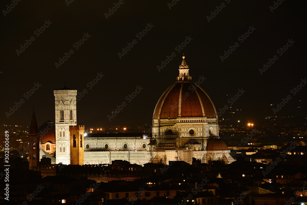 The nighttime view of Florence Italy and its skyline