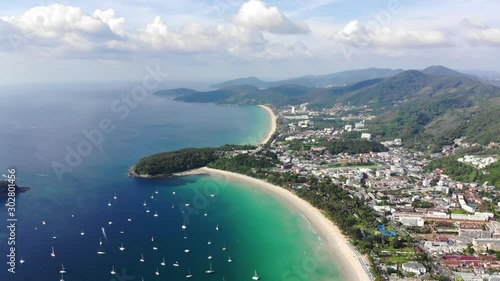 Luxurious views from the drone on the paradise island of Phuket, which is located in Thailand