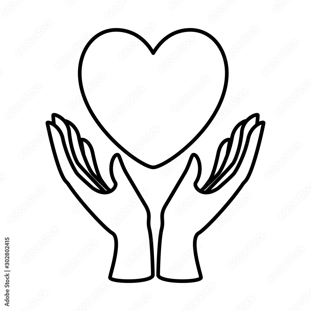 Obraz premium Isolated heart and hands vector design