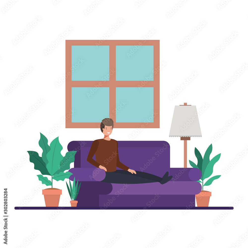 Avatar of a seated man vector design