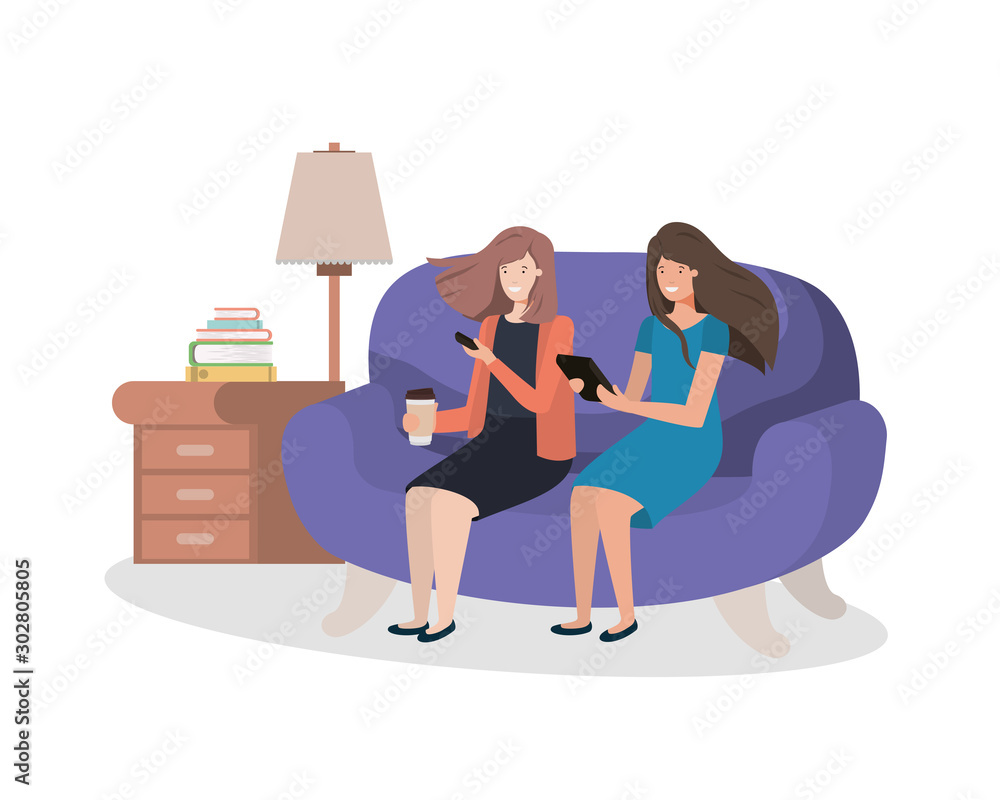 avatar women sitting on the couch vector design avatar women sitting on the couch vector design
