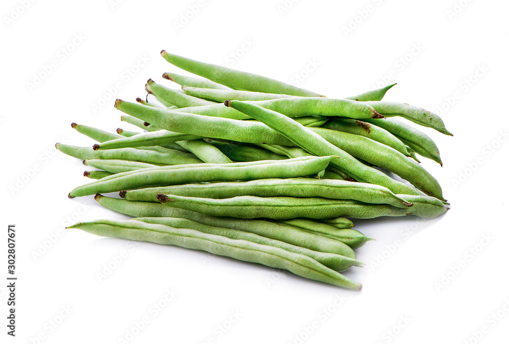 Green french beans isolated on a white background Green french beans isolated on a white background