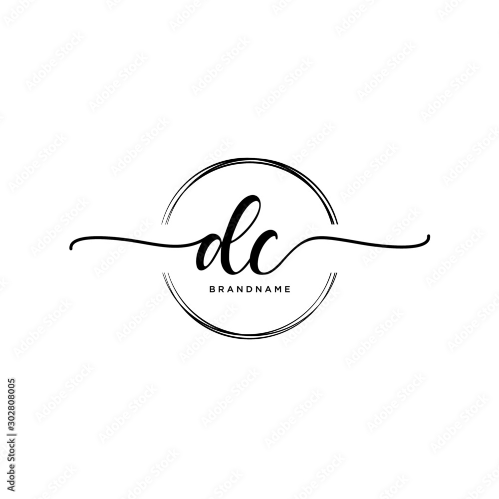 DC Initial handwriting logo with circle template vector. DC Initial handwriting logo with circle template vector.
