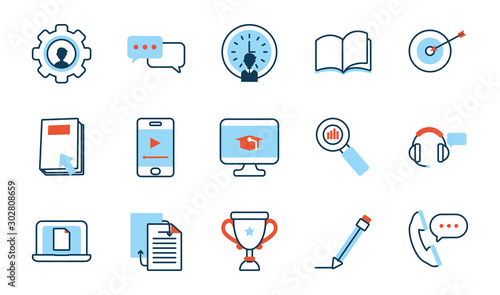 elearning and business set icons
