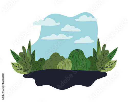 Isolated nature shrubs vector design
