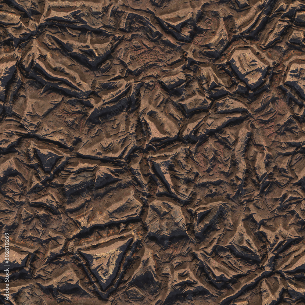 Aerial view from air plane of green nature mountains seamless texture background. 3d illustration