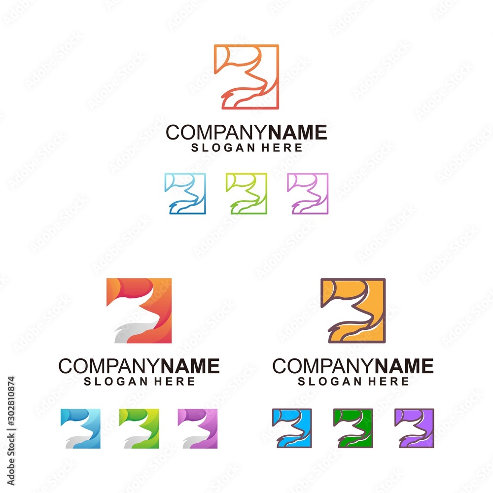 Colorful Bull With Square Logo Design Bundle Colorful Bull With Square Logo Design Bundle