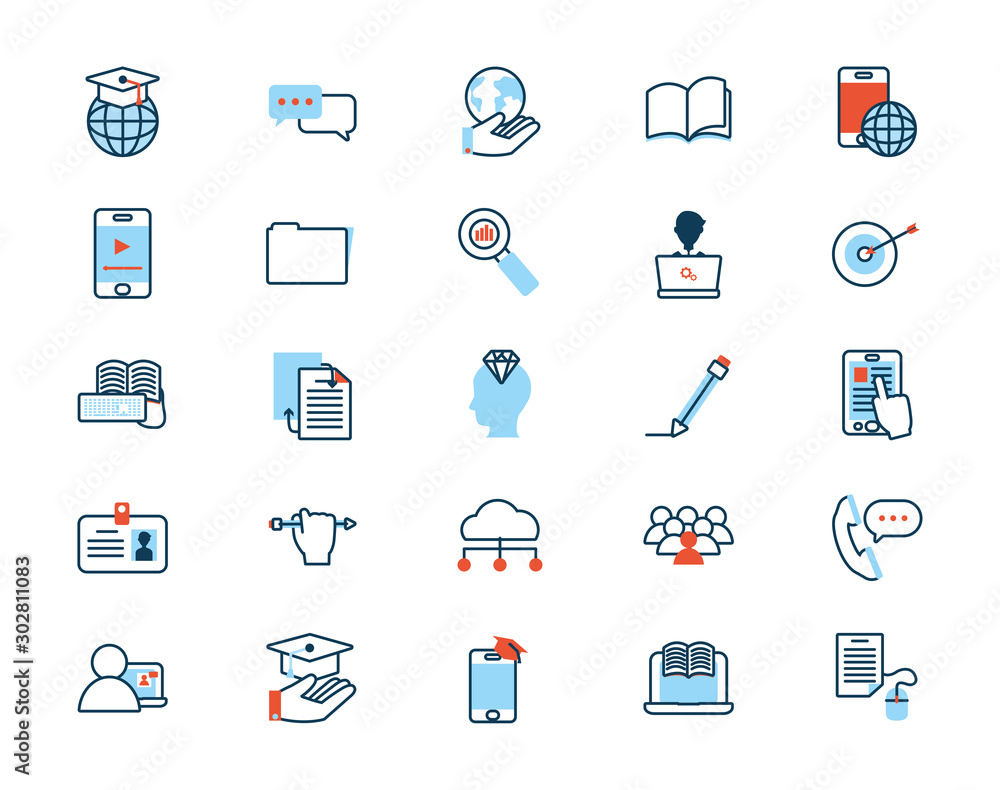 elearning and business set icons elearning and business set icons