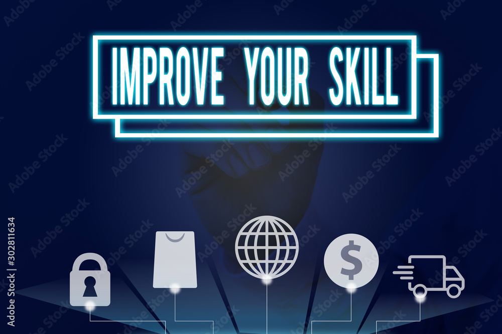 Naklejka premium Conceptual hand writing showing Improve Your Skill. Concept meaning Unlock Potentials from Very Good to Excellent to Mastery