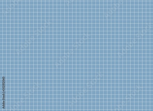 seamless texture of graph paper, grid line paper sheet, white straight lines on blue background, Illustration business office and the bathroom wall and education. 