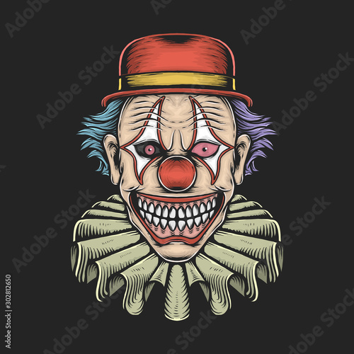 Hand drawing vintage scary clown vector illustration
