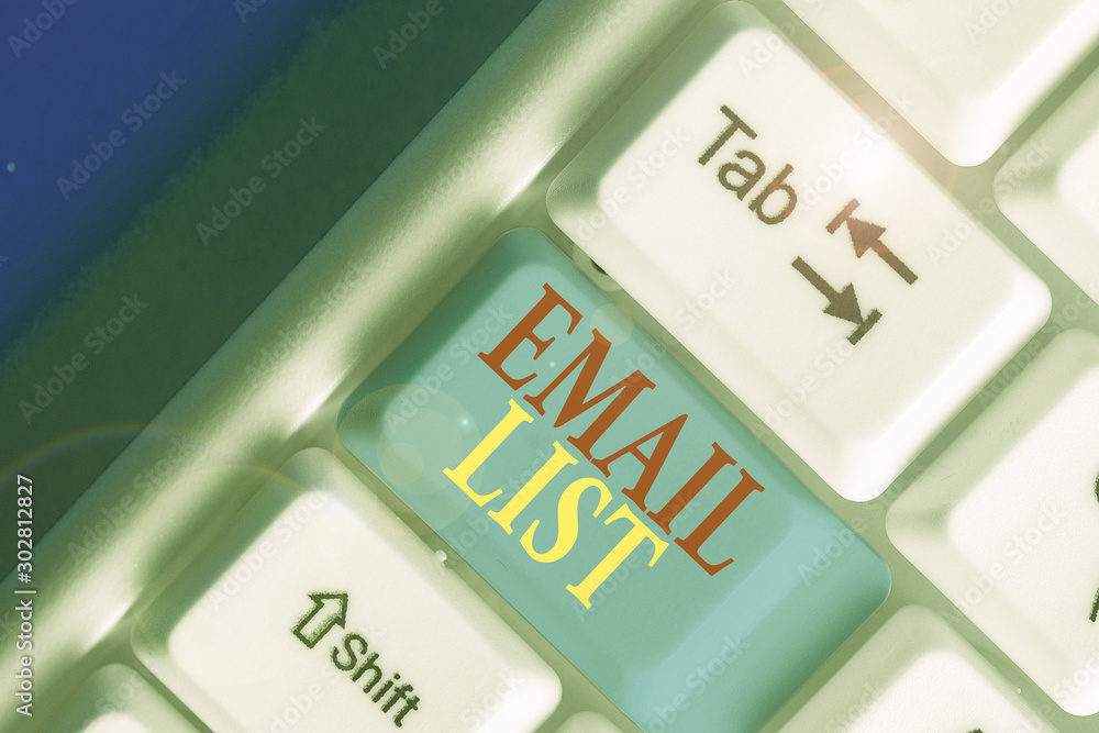 Conceptual hand writing showing Email List. Concept meaning widespread distribution of information to analysisy Internet users Conceptual hand writing showing Email List. Concept meaning widespread distribution of information to analysisy Internet users