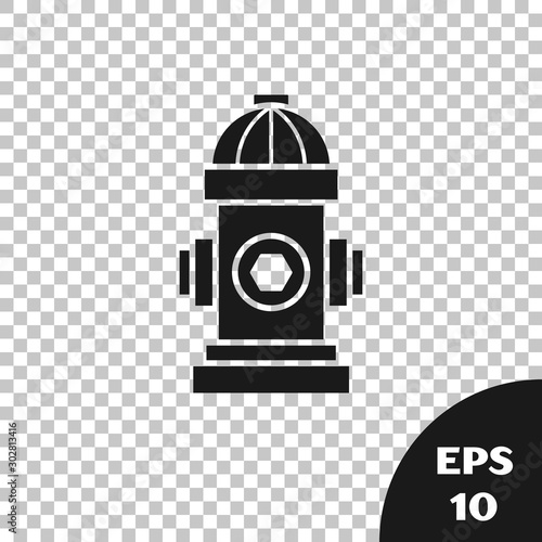 Black Fire hydrant icon isolated on transparent background. Vector Illustration