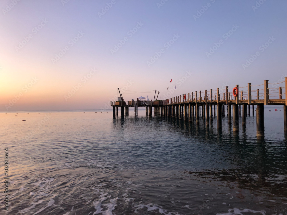 pier mooring sea dawn waves