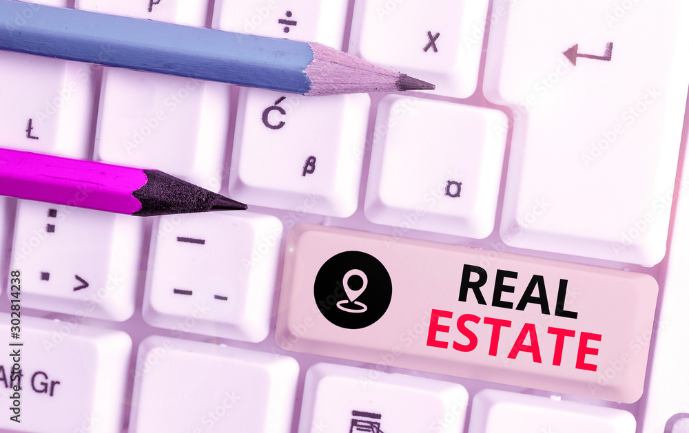 Text sign showing Real Estate. Business photo text the property consisting of land and the buildings on it Text sign showing Real Estate. Business photo text the property consisting of land and the buildings on it