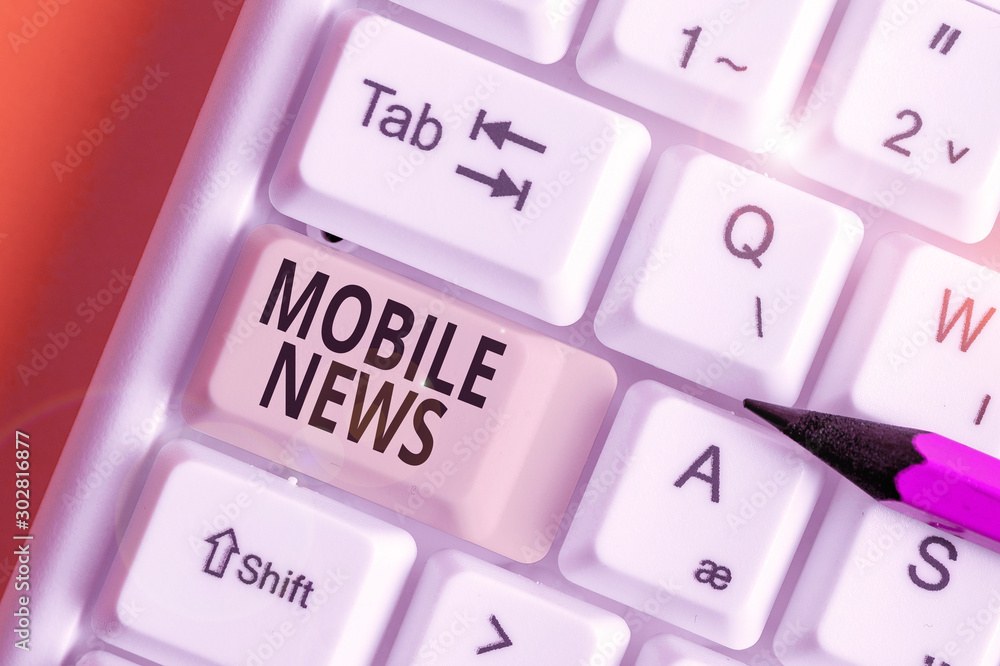 Word writing text Mobile News. Business photo showcasing the delivery and creation of news using mobile devices Word writing text Mobile News. Business photo showcasing the delivery and creation of news using mobile devices