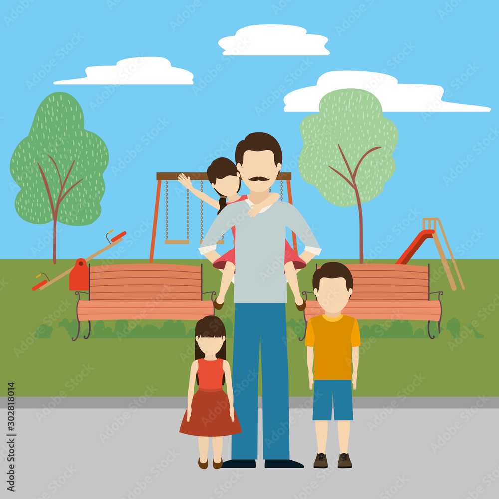 Father with sons vector design Father with sons vector design