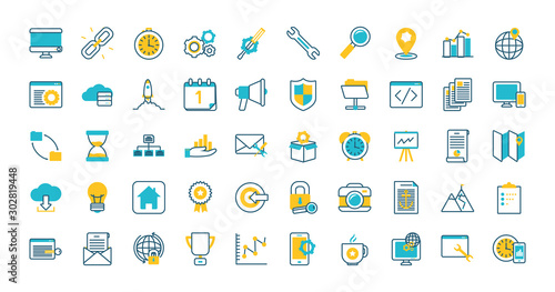 elearning and business set icons