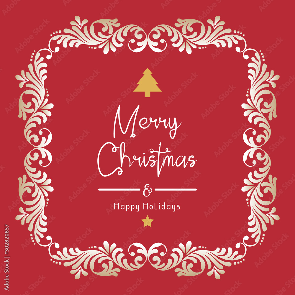 Ornate of card merry christmas, with feature white leaf flower frame. Vector Ornate of card merry christmas, with feature white leaf flower frame. Vector