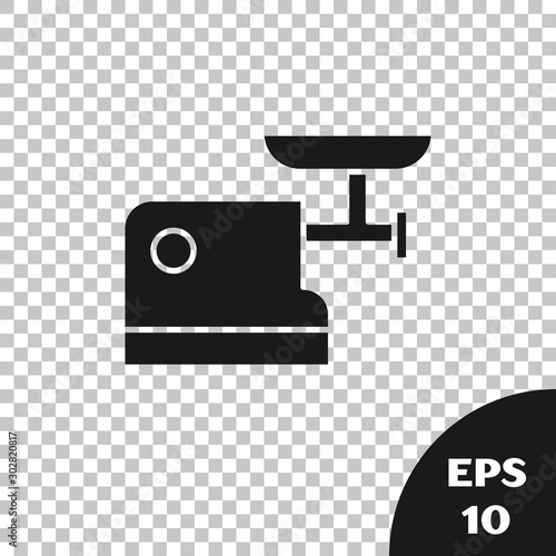 Black Kitchen meat grinder icon isolated on transparent background. Vector Illustration