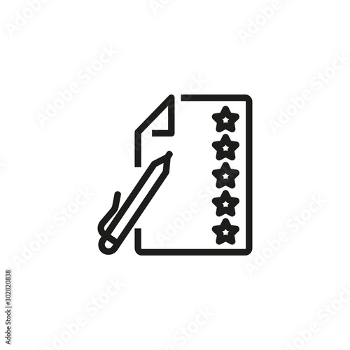 Feedback thin line icon. Survey, top five, questionnaire isolated outline sign. Customer satisfaction concept. Vector illustration symbol element for web design and apps