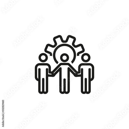 Teamwork thin line icon. Team, unity, working together isolated outline sign. Business cooperation and communication concept. Vector illustration symbol element for web design and apps