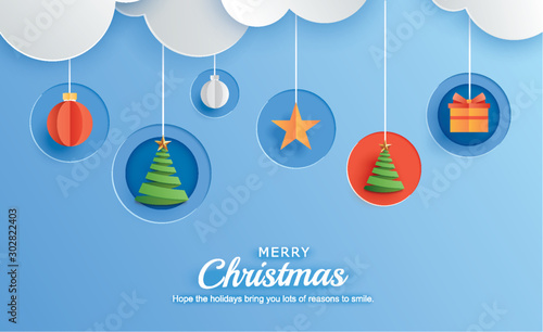 Merry christmas and happy new year greeting card banner template. Use for header website, cover, flyer.
