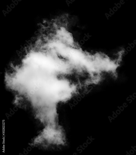 Textured Smoke ,Abstract white cloud isolated on black background ,brush effect