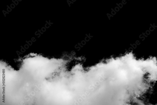 Textured cloud,Abstract white,isolated on black background