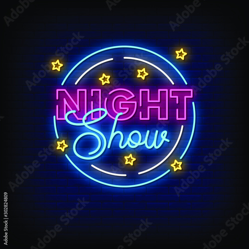 Night Show Neon Signs Style Text Vector