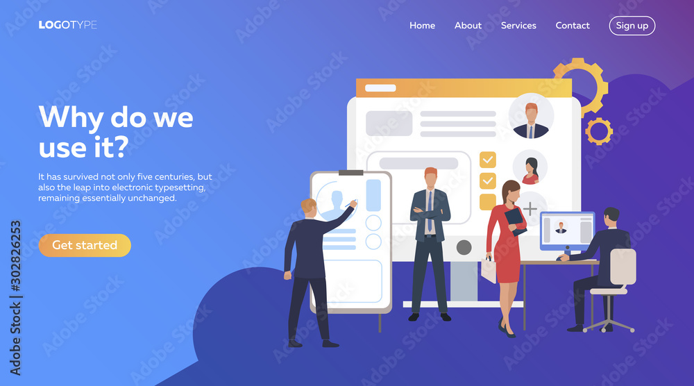 Business people picking up staff of potential workers. Development, optimization, teamwork. Flat illustration. Recruitment concept for banner, website design or landing web page - obrazy, fototapety, plakaty 