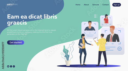 Recruiting professionals studying candidate profiles. Man and woman, teamwork, CV flat vector illustration. Human resource concept for banner, website design or landing web page
