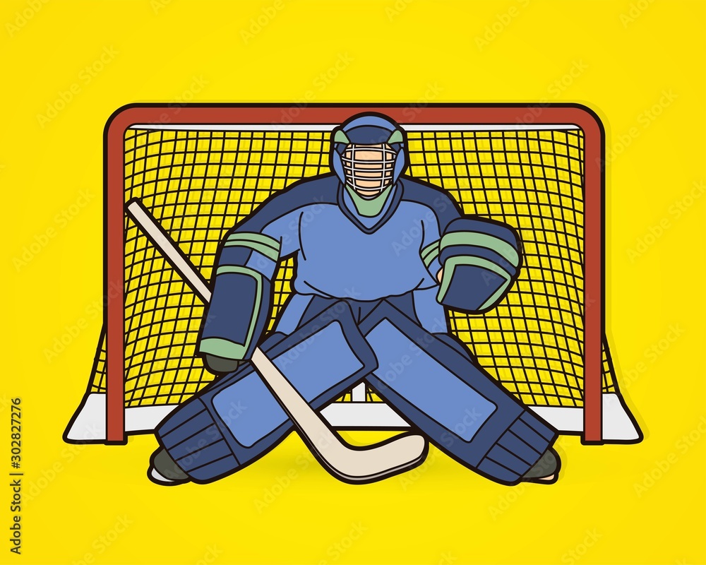 Ice Hockey Goalie, sport player cartoon action graphic vector. Ice Hockey Goalie, sport player cartoon action graphic vector.