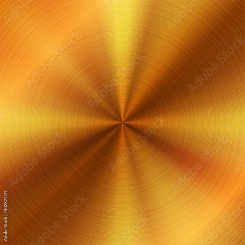 Abstract bronze round gradient texture background. Vector golden button style design