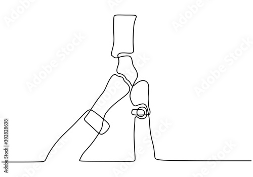 Business people one continuous line drawing. Entrepreneur team put fists join hands building strong reliable team together, loyalty help in teamwork. Concept of Power, strength, support, and unity.