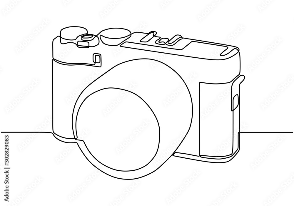 DSLR camera continuous one line drawing. Vector minimalism hand drawn ...