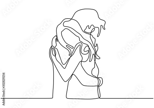one line drawing of hugging...