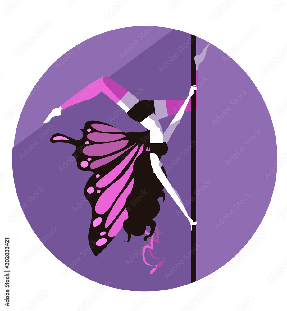 butterfly pole dance sport figure girl Stock Vector | Adobe Stock