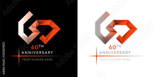 60 years anniversary logo design. The combination of six and zero. Blended with diamond pattern. Communicates strength and endurance.